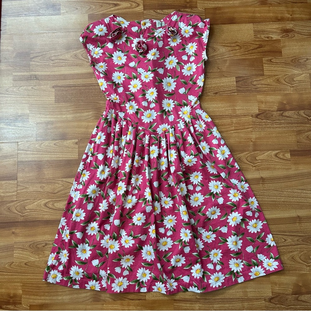 Vintage 100% cotton pink daisy dress